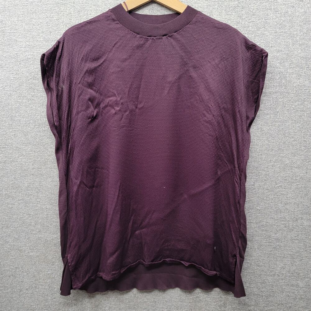 ADOLFO DOMINGUEZ CAP SLEEVE CREWNECK TOP, SIZE M